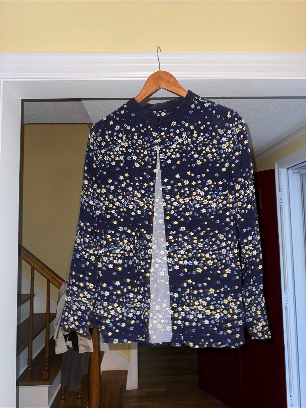 Talbots Navy Floral Button-Front Shirt